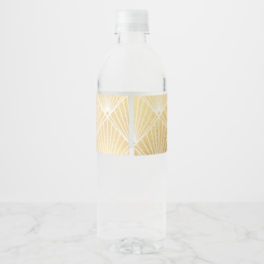 Elegante Gatsby Art Deco Wasserflaschenetikett (Rückseite)