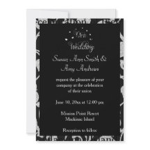 Elegante Gay Black and Silver Wedding Einladung