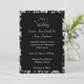 Elegante Gay Black and Silver Wedding Einladung (Stehend Vorderseite)