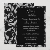 Elegante Gay Black and Silver Wedding Einladung (Vorne/Hinten)