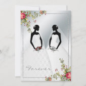 Elegante Gay Silver Damask Hochzeit Einladung (Vorderseite)