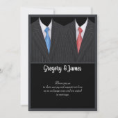 Elegante Gay Wedding Formal Anzug & Krawatte Einladung (Vorderseite)