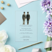 Elegante Gay Wedding Two Grooms am Morgen Anzugs Acryleinladungen (In Situ (Hochzeit))