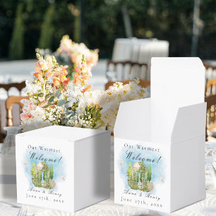 Elegante Gazebo-Blume Hochzeiten Tauben Willkommen Geschenkschachtel