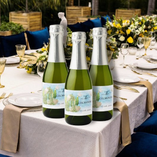 Elegante Gazebo Blumen Tauben Hochzeitspass Schaumweinetikett
