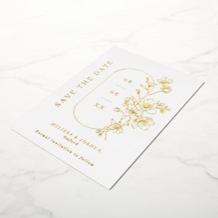Elegante geätzte florale Hochzeitsfoto-Save-the-Da Folieneinladung