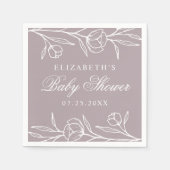 Elegante geätzte Lila Blütendusche Serviette (Vorderseite)