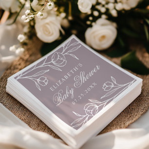 Elegante geätzte Lila Blütendusche Serviette