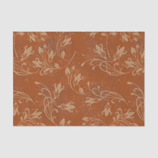 Elegante Geblüht Blätter Burnt Orange Grunge Seidenpapier (Vorderseite)