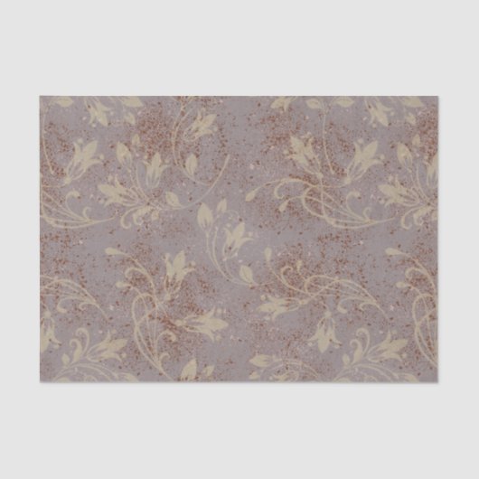 Elegante Geblüht Blätter Gray Grunge Decoupage Seidenpapier (Vorderseite)