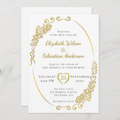 Elegante, Geblüht goldfarbene Hochzeit Einladung (Vorne/Hinten)