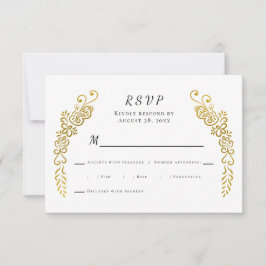 Elegante, Geblüht Goldschwarz und Weiß Einzigartig RSVP Karte