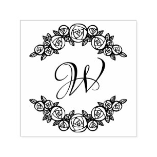 Elegante gebogene Rosen #1 Runde erste Initiale Permastempel