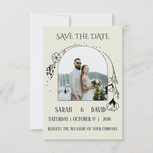 Elegante gebogene Save The Date Hochzeits-Einladun (Vorderseite)