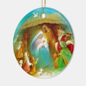 Elegante Geburt Christisszene, Mary Jesus Joseph Keramikornament (Links)