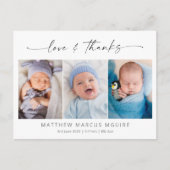 Elegante Geburtsankündigung, Liebe und Dank Foto Postkarte (Vorderseite)