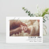 Elegante Geburtsankündigungen für zwei Fotos Ankündigung (Stehend Vorderseite)