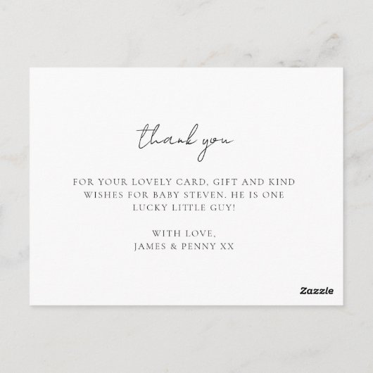 Elegante Geburtsankündigungskarten Postkarte (Rückseite)