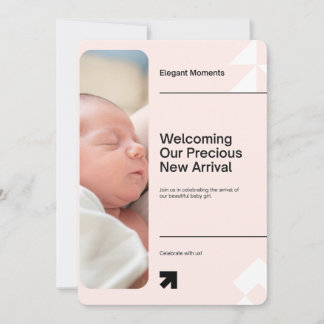Elegante Geburtsanzeige für Baby Mädchen Einladung