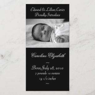 Elegante Geburtsanzeige für Babys in Schwarzweiß Ankündigung