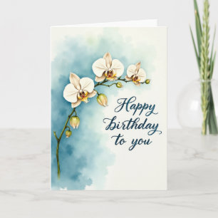 Elegante Geburtstags-Orchideen-Aquarellkarte Karte