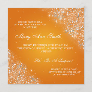 Elegante Geburtstags-Party-FunkelnGlitzer-Orange Einladung