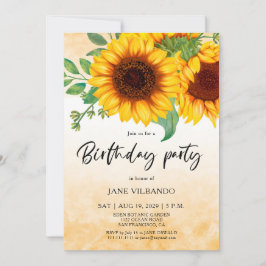 Elegante Geburtstagseinladung mit Sonnenblume Einladung