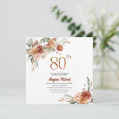 Elegante Geburtstagsfeier Blumenterracotta gl Einladung (Stehend Vorderseite)