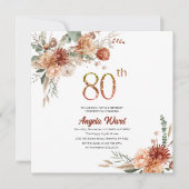 Elegante Geburtstagsfeier Blumenterracotta gl Einladung (Vorderseite)