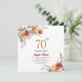 Elegante Geburtstagsfeier Blumenterracotta gl Einladung (Stehend Vorderseite)