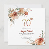 Elegante Geburtstagsfeier Blumenterracotta gl Einladung (Vorderseite)