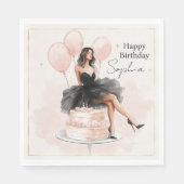Elegante Geburtstagsfeier-Mädchen-Party-Serviette Serviette (Vorderseite)
