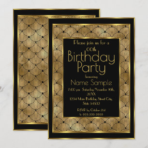 Elegante Geburtstagsfeier Schwarz Gold Art Deco 19 Einladung