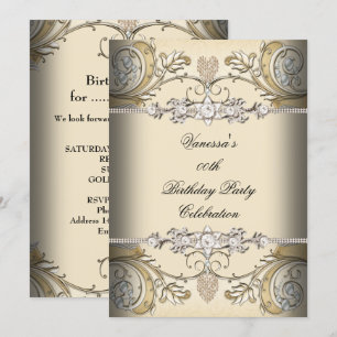 Elegante Geburtstagsfeier Sepia Kaffee Gold Einladung