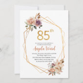 Elegante Geburtstagsfeiern beige Blume Glitzer Einladung (Vorderseite)