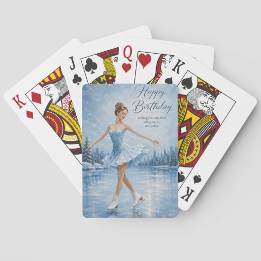 Elegante Geburtstagsgratulation für Eisläufer Spielkarten (Rückseite)
