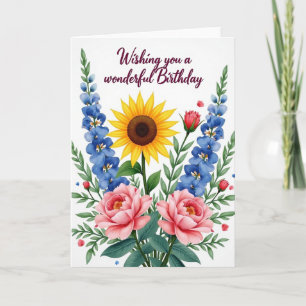 Elegante Geburtstagskarte Golden Bloom Karte