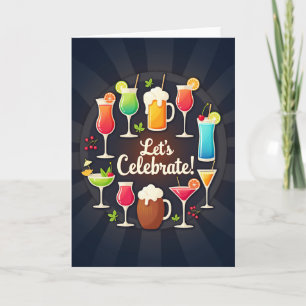 Elegante Geburtstagskarte mit Getränken Karte