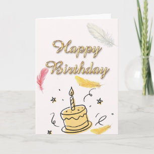 Elegante Geburtstagskarte mit Gold & Kuchen Happ Karte