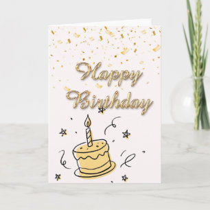 Elegante Geburtstagskarte mit Gold & Kuchen   Happ Karte