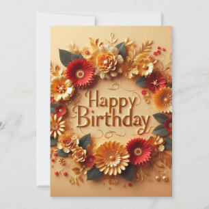 Elegante Geburtstagskarte mit goldenem und rotem B Einladung