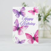 Elegante Geburtstagskarte mit Schmetterlingen (Stehend Vorderseite)