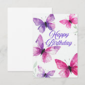 Elegante Geburtstagskarte mit Schmetterlingen (Vorne/Hinten)