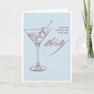 Elegante Geburtstagskarte zum 30. mit Cocktail-Mot Karte