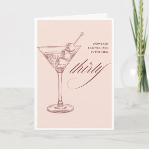 Elegante Geburtstagskarte zum 30. mit Cocktail-Mot Karte