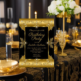 Elegante Geburtstagsparty Black Gold Elite Diamond Einladung