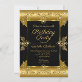 Elegante Geburtstagsparty Black Gold Elite Diamond Einladung (Vorderseite)