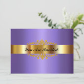 Elegante Geburtstagsparty Einladung Gold Lila (Stehend Vorderseite)