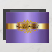 Elegante Geburtstagsparty Einladung Gold Lila (Vorne/Hinten)