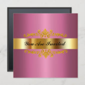 Elegante Geburtstagsparty Einladung Gold Pink (Vorne/Hinten)